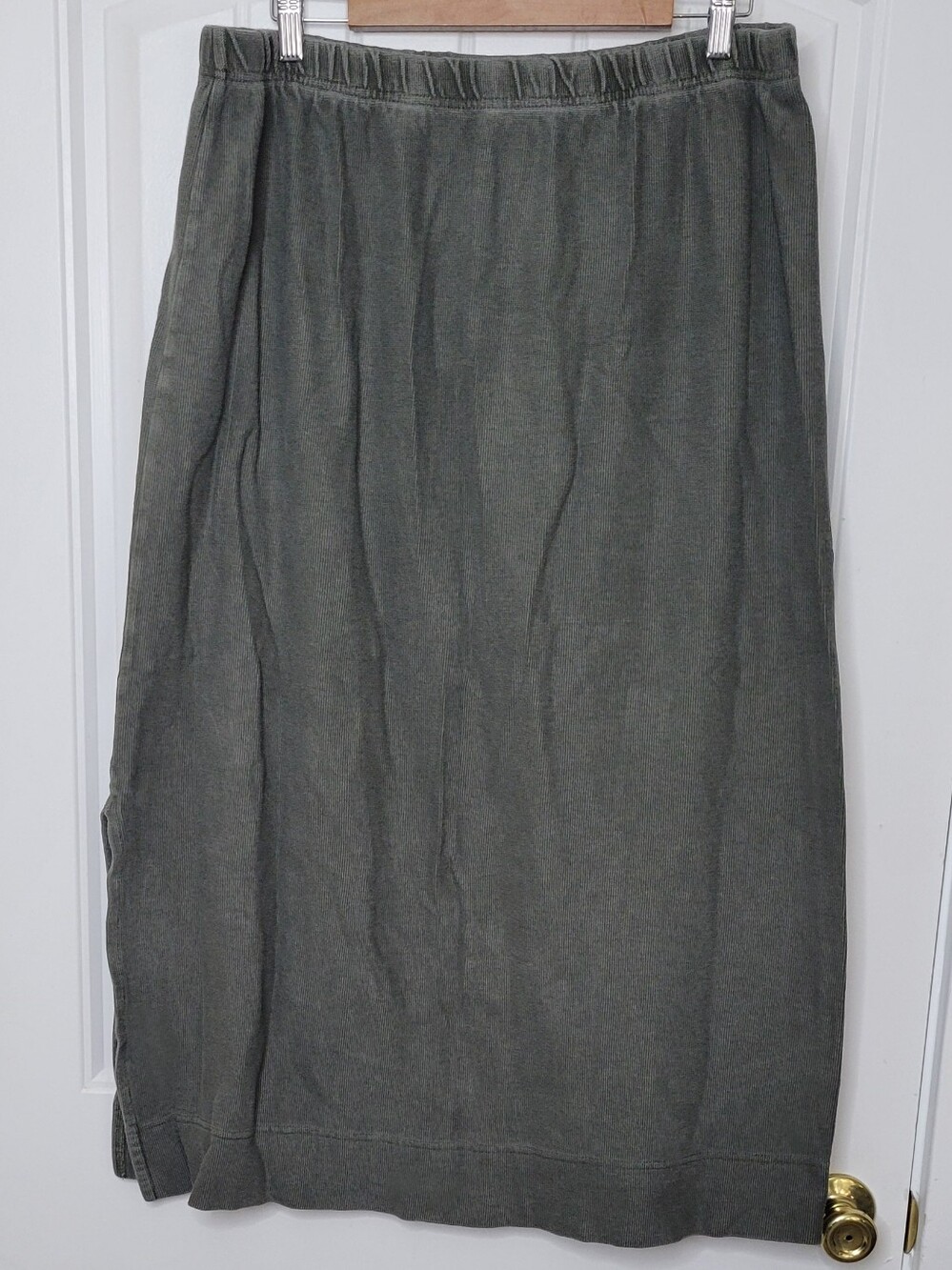 L.L. Bean Green Gray Midi Skirt With Slit